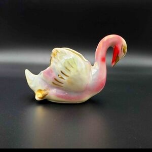 Vintage 1950s Colonial China Gold-Edged Hand-Painted Swan Planter